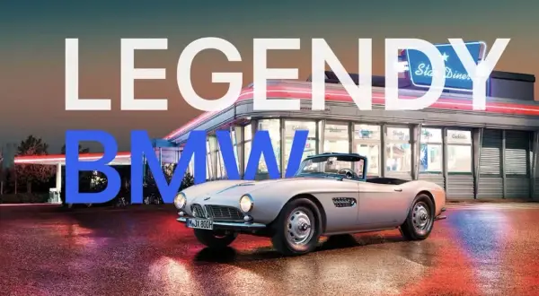 Klasyczne bmw modele stare, jak ten kabriolet, przy retro dinerze.